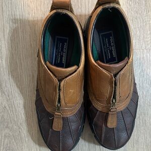 Polo by Ralph Lauren Brown Two-Tone Leather Zip-Front Boots